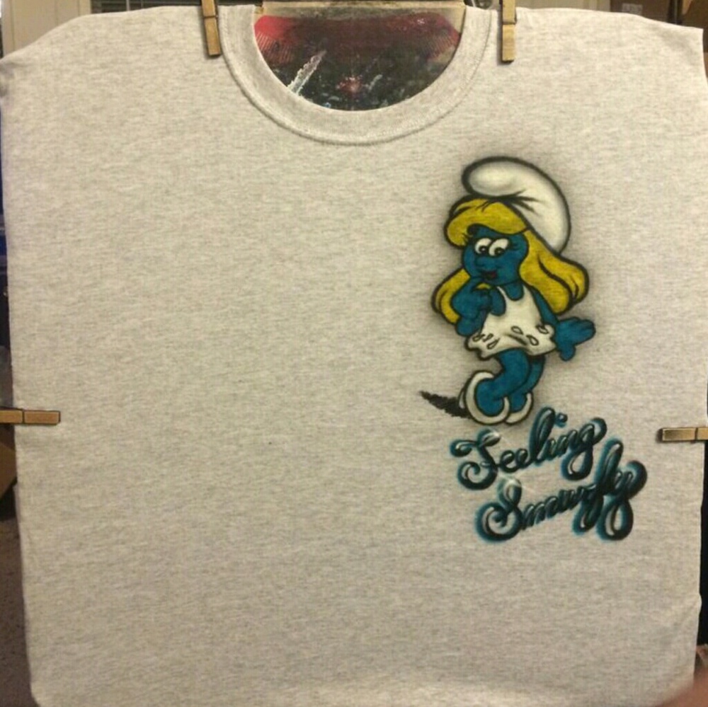COPY - SMURF Airbrushed T-shirt Custom Made to Order